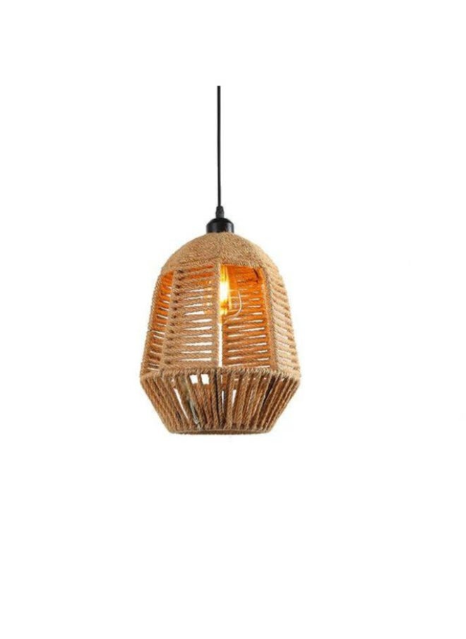A F N Lighting A F N LIGHTING Vintage Hand-Woven Hemp Rope Pendant Light - E27 Cage Shade Ceiling Lamp, Geometric Hollow Design for Bar, Bedroom, or Home Decoration  - Image 3