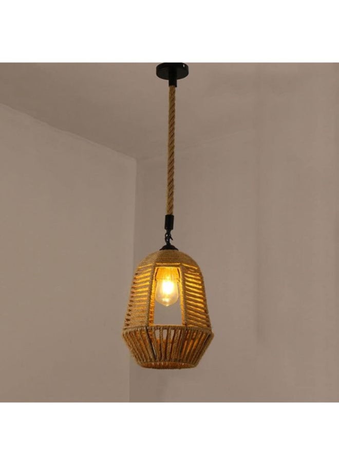 A F N Lighting A F N LIGHTING Vintage Hand-Woven Hemp Rope Pendant Light - E27 Cage Shade Ceiling Lamp, Geometric Hollow Design for Bar, Bedroom, or Home Decoration  - Image 4