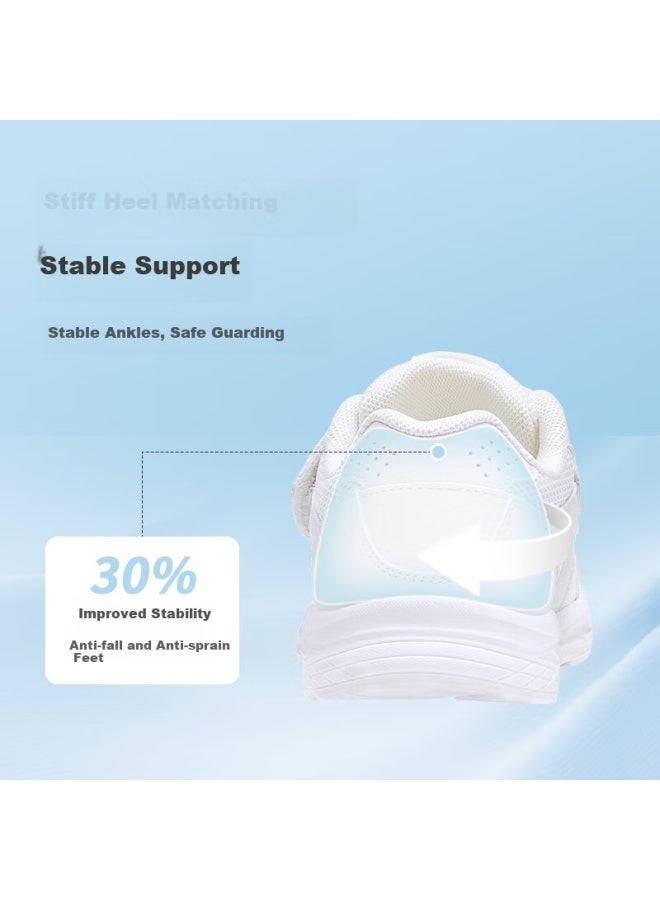 Taranis Children's Shoes, Spring Boys' Lightweight Comfortable Sports Shoes, Girls' Soft-soled School Running Shoes, White Sneakers, White Color, Size 28