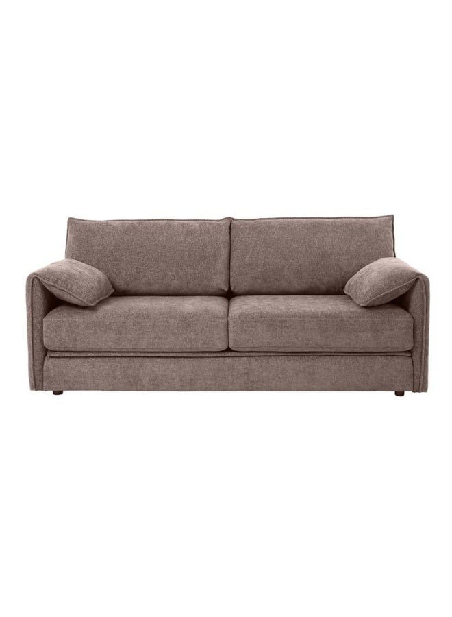 NEO FRONT FURNITURE Sofa Bed SP370 – 3-Seater Convertible Sofa & Couch with Armrests, Light Brown, Solid Wood Frame, Polyester Upholstery - Image 1