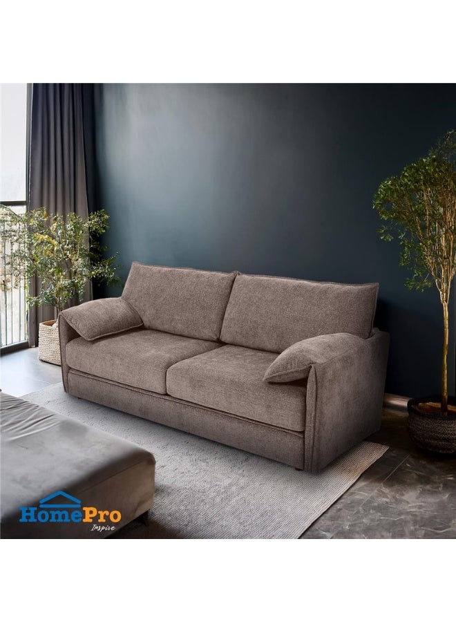 NEO FRONT FURNITURE Sofa Bed SP370 – 3-Seater Convertible Sofa & Couch with Armrests, Light Brown, Solid Wood Frame, Polyester Upholstery - Image 5