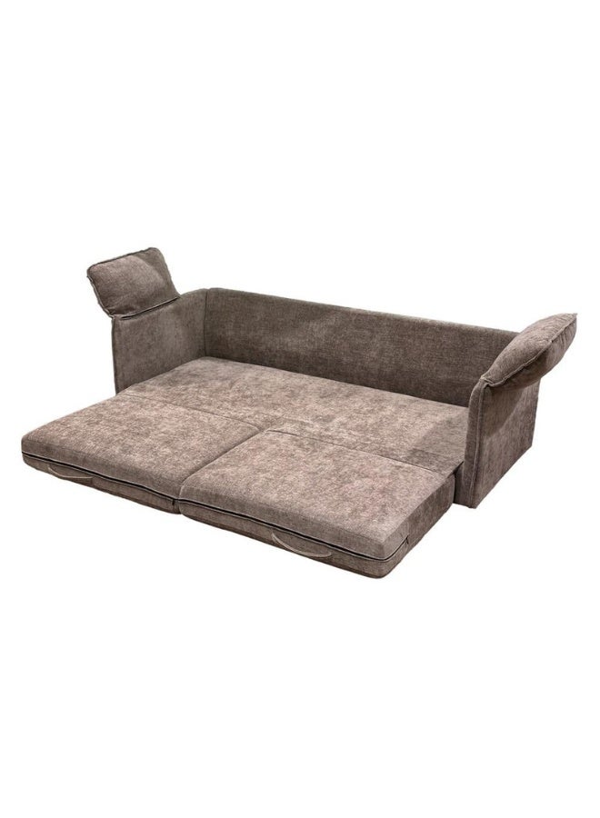 NEO FRONT FURNITURE Sofa Bed SP370 – 3-Seater Convertible Sofa & Couch with Armrests, Light Brown, Solid Wood Frame, Polyester Upholstery - Image 3