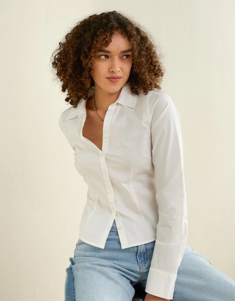American Eagle AE Fitted Poplin Button-Up Shirt