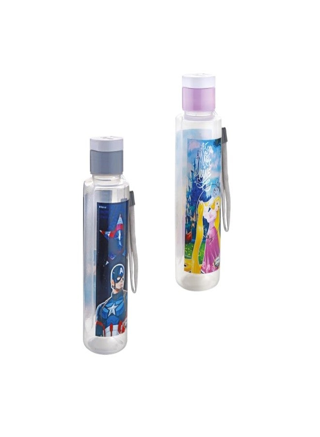 Jewel Atlas Kids Water Bottle - 500ml | Set of 2 | Buy 1 Get 1 Free | Cartoon Printed School Water Bottles for Boys & Girls | Lightweight & Durable