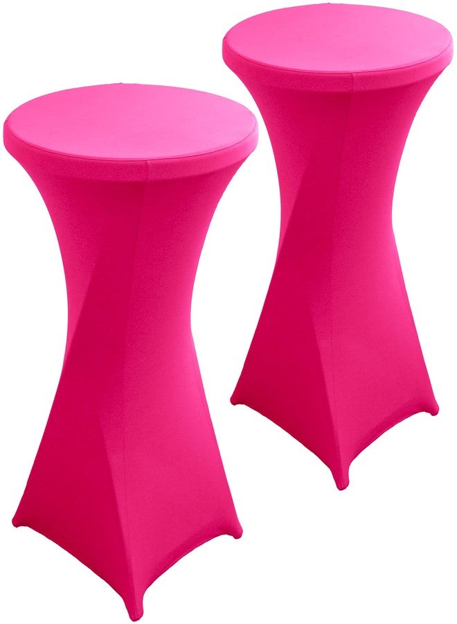 Jusmate Cocktail Table Covers - Spandex Round High Top Tablecloth - 2 Pack 32x43 Inch Magenta Stretch Fitted Highboy Table Cover Cloth for Wedding, Party, Banquet, Event - Image 1