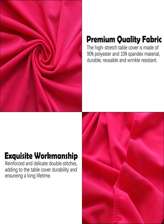 Jusmate Cocktail Table Covers - Spandex Round High Top Tablecloth - 2 Pack 32x43 Inch Magenta Stretch Fitted Highboy Table Cover Cloth for Wedding, Party, Banquet, Event - Image 5