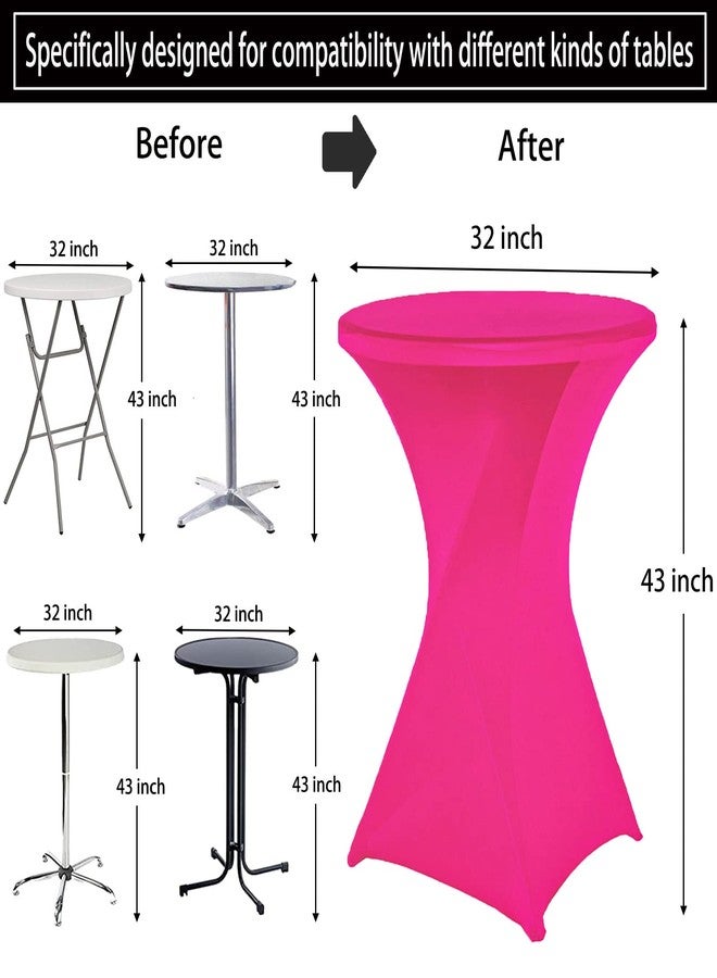 Jusmate Cocktail Table Covers - Spandex Round High Top Tablecloth - 2 Pack 32x43 Inch Magenta Stretch Fitted Highboy Table Cover Cloth for Wedding, Party, Banquet, Event - Image 3