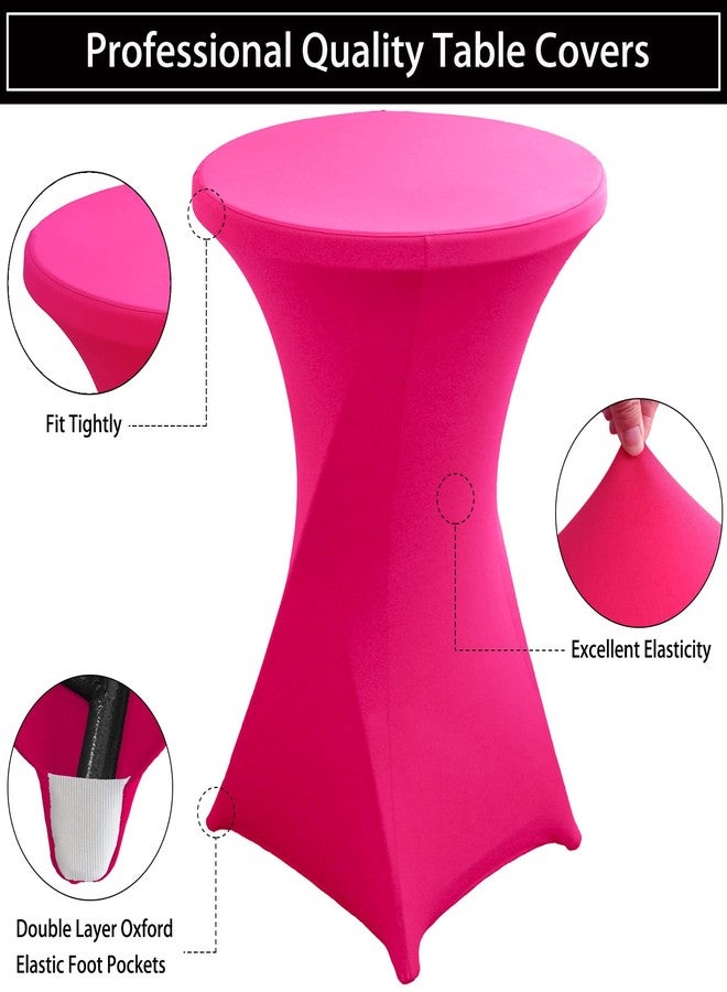 Jusmate Cocktail Table Covers - Spandex Round High Top Tablecloth - 2 Pack 32x43 Inch Magenta Stretch Fitted Highboy Table Cover Cloth for Wedding, Party, Banquet, Event - Image 4