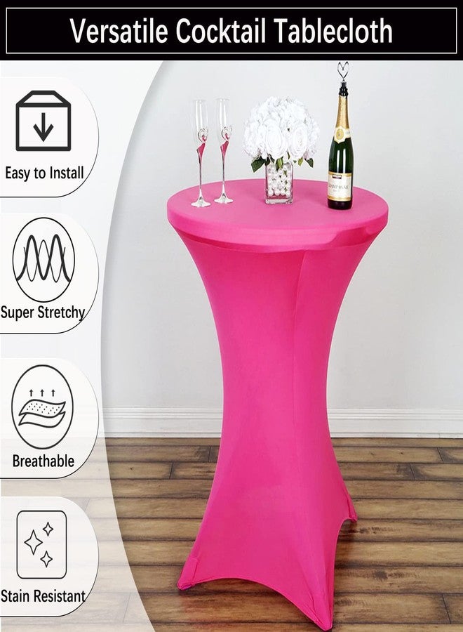 Jusmate Cocktail Table Covers - Spandex Round High Top Tablecloth - 2 Pack 32x43 Inch Magenta Stretch Fitted Highboy Table Cover Cloth for Wedding, Party, Banquet, Event - Image 2