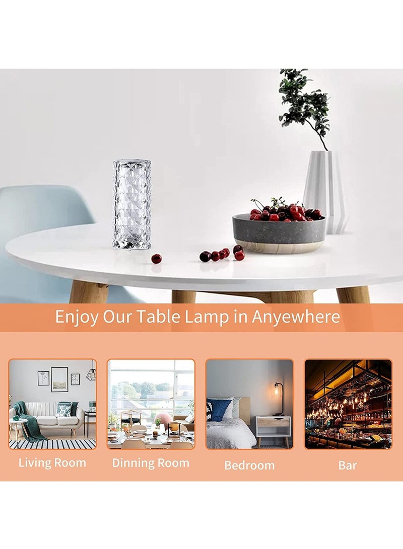 ELTRAZONE Crystal Diamond Table Lamp, Touch Control Bedside Lamp with USB Port, 16 Dimmable Color Changing Creative Romantic Rose Acrylic LED Light for Bedroom Living Room, Kids Room, Office, 1500mAH, 480g - Image 5