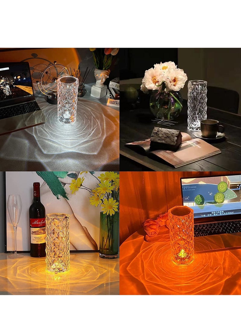 ELTRAZONE Crystal Diamond Table Lamp, Touch Control Bedside Lamp with USB Port, 16 Dimmable Color Changing Creative Romantic Rose Acrylic LED Light for Bedroom Living Room, Kids Room, Office, 1500mAH, 480g - Image 4