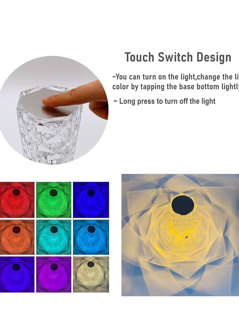 ELTRAZONE Crystal Diamond Table Lamp, Touch Control Bedside Lamp with USB Port, 16 Dimmable Color Changing Creative Romantic Rose Acrylic LED Light for Bedroom Living Room, Kids Room, Office, 1500mAH, 480g - Image 3