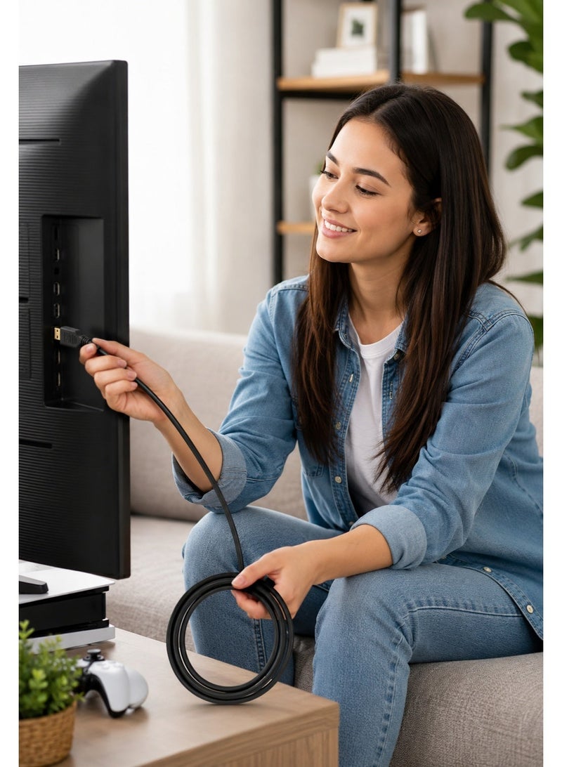 كيبل HDMI ذكر إلى HDMI ذكر بطول 5 متر – كيبل عالي السرعة Full HD 1080P للتلفزيون والشاشات والبروجكتر والبلايستيشن واللاب توب – أسود - Image 3
