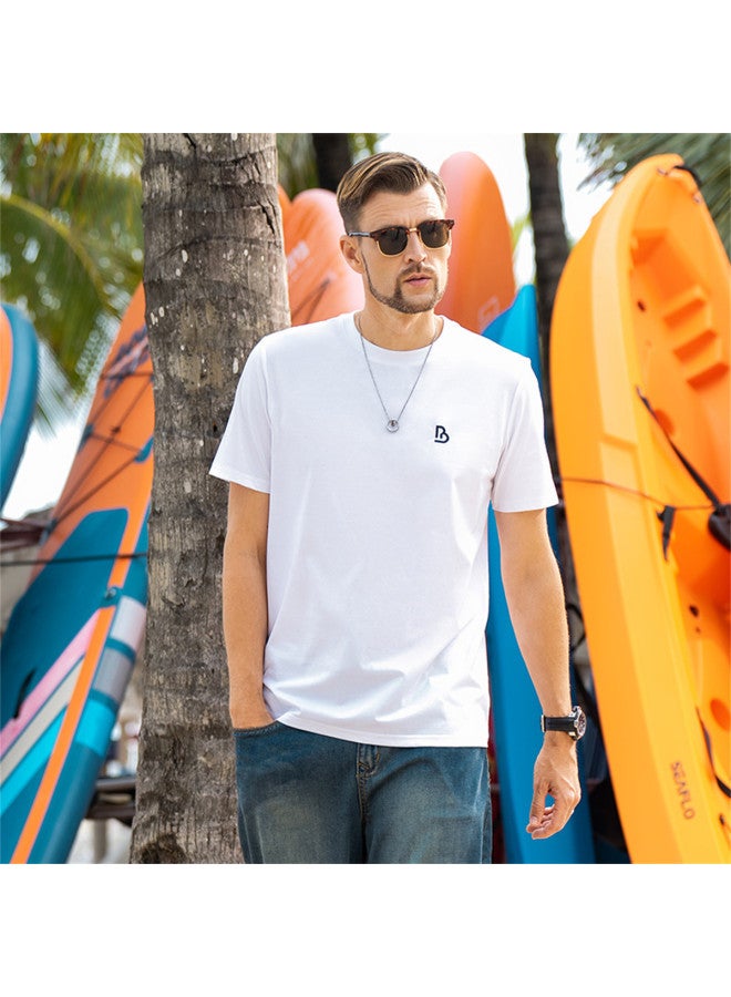 Smooth & Cool Ice Silk Cotton Short-sleeve T-shirt For Men - 2025 Summer Letter Embroidery Round Neck Casual Tee - Image 2