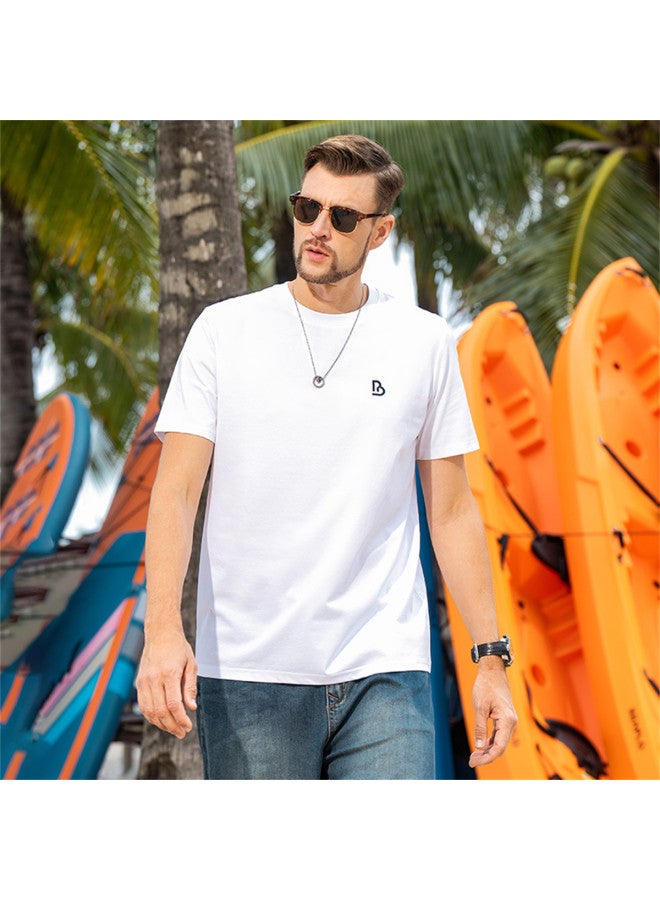 Smooth & Cool Ice Silk Cotton Short-sleeve T-shirt For Men - 2025 Summer Letter Embroidery Round Neck Casual Tee - Image 4