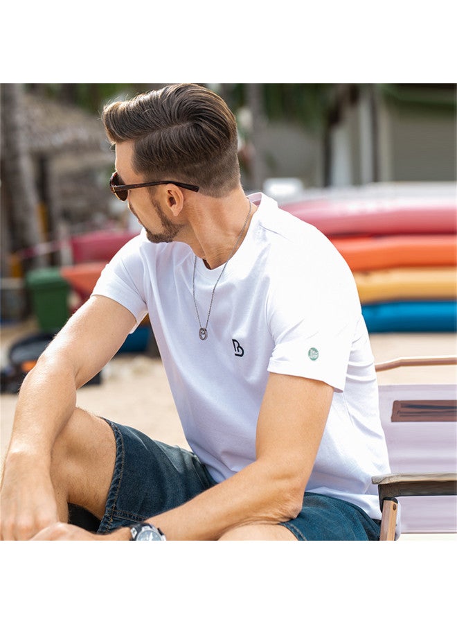Smooth & Cool Ice Silk Cotton Short-sleeve T-shirt For Men - 2025 Summer Letter Embroidery Round Neck Casual Tee - Image 3