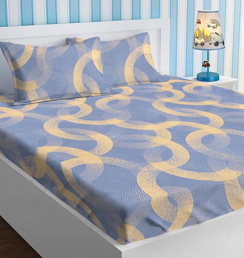 BSB مجموعة لحاف BSB HOME 350TC قطن جليدي بحجم كينغ للسرير المزدوج مع 1 ملاءة مسطحة وغطائي وسادة كينغ، مجموعة مفروشات 4 قطع (90x90 بوصة، أكوا وبيج) - Image 4