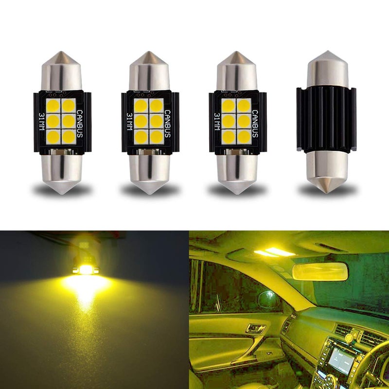 iBrightstar 930V Extremely Bright DE3175 DE3021 Festoon LED Bulbs Error Free 125 31mm for Interior Map Dome Lights and License Plate Courtesy Lights Gold - Image 2