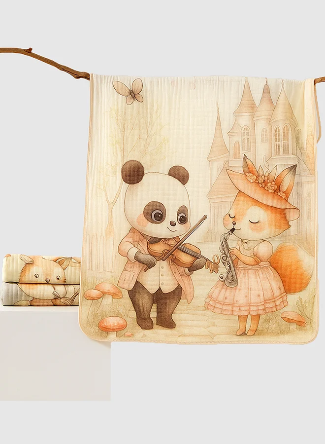 LITTLE SURPRISE BOX Little Surprise Box, Coat Panda woodland print Super Soft Breathable pure Muslin cotton Blanket for Infants
