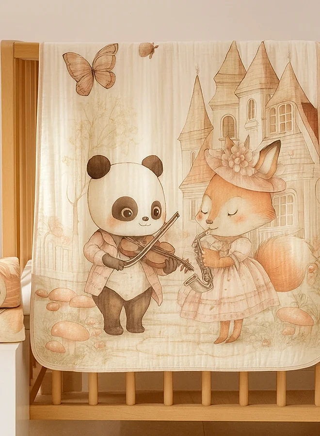 LITTLE SURPRISE BOX Little Surprise Box, Coat Panda woodland print Super Soft Breathable pure Muslin cotton Blanket for Infants