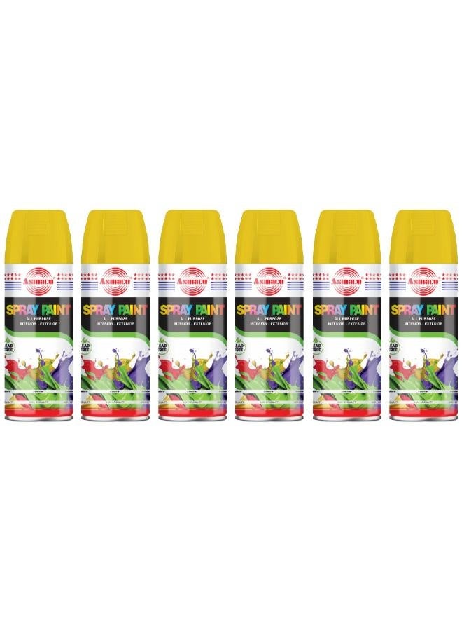 Asmaco Spray Paint - Deep Yellow - 400 Ml - Set of 06