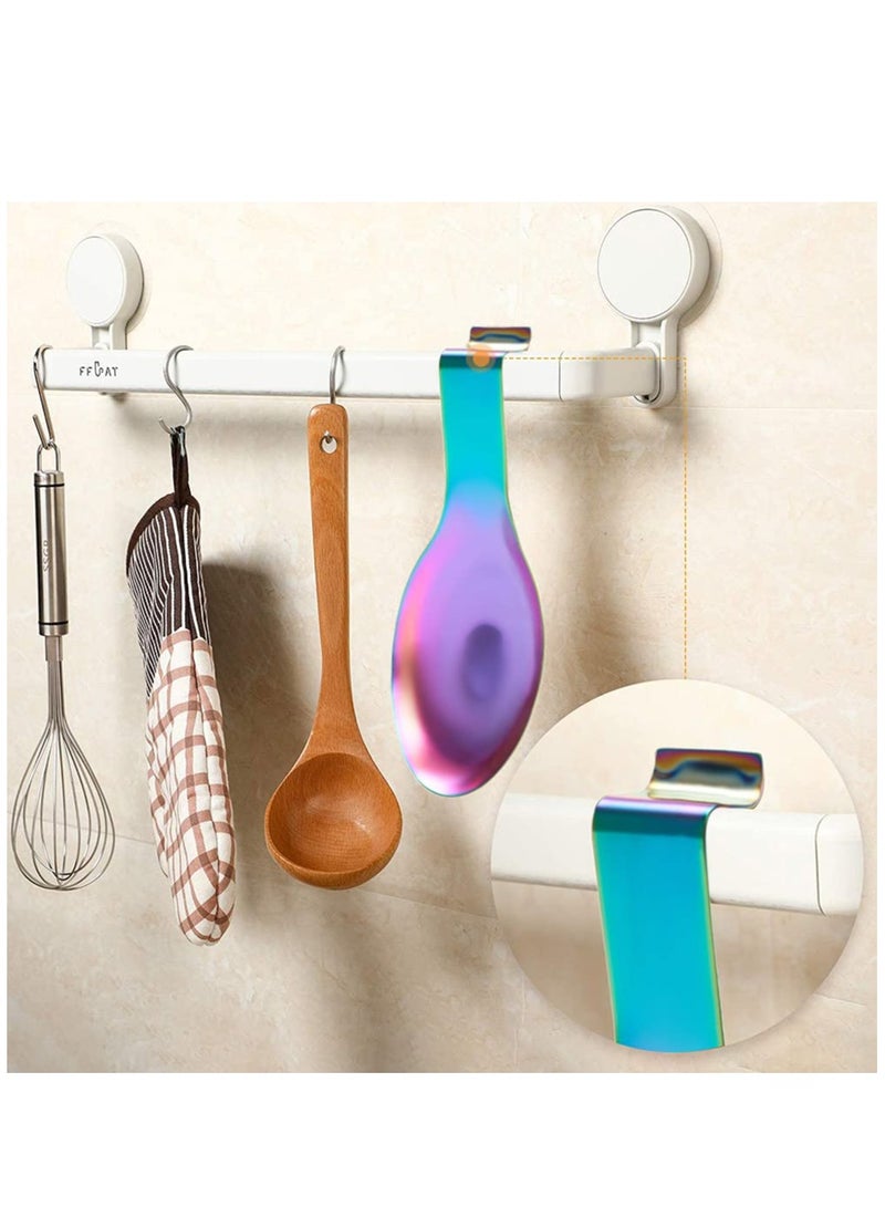 Excefore 4PCS Stainless Steel Rainbow Colour Spoon Rest for Kitchen Counter Cooking Utensil Rest Spoon Ladle Holder for Stove Top Rust Resistant Spatula Rest Dishwasher Safe - Image 4