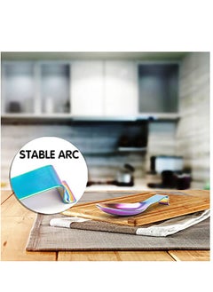 Excefore 4PCS Stainless Steel Rainbow Colour Spoon Rest for Kitchen Counter Cooking Utensil Rest Spoon Ladle Holder for Stove Top Rust Resistant Spatula Rest Dishwasher Safe  - Image 3