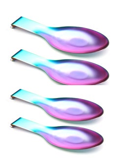 Excefore 4PCS Stainless Steel Rainbow Colour Spoon Rest for Kitchen Counter Cooking Utensil Rest Spoon Ladle Holder for Stove Top Rust Resistant Spatula Rest Dishwasher Safe  - Image 1
