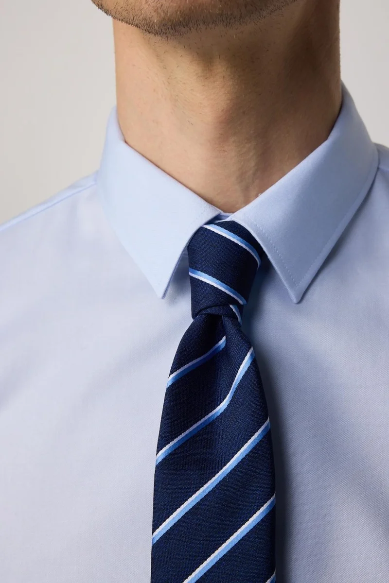 تودورس Men's Slim Fit Slim Cut Long Sleeve 100% Cotton Non-Iron No Ironing Required Blue Shirt
