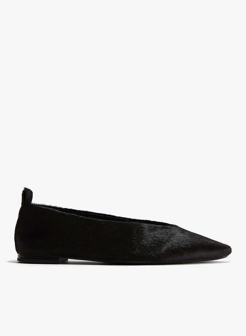H&M Pony hair leather ballet pumps