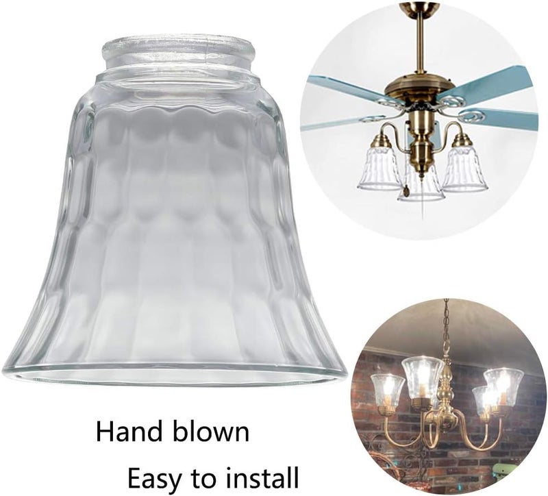 XIDING Ceiling Fan Light Covers, Clear Hammered Style Bell Glass Shade, Lighting Replacement Glass Shade Standard 2-1/8" Fitter Size, Perfect Ceiling Fan Globes Replacement Glass Accessories, Pack of 4 - Image 4