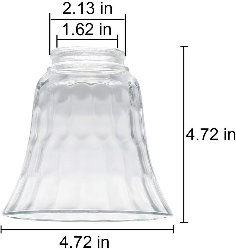 XIDING Ceiling Fan Light Covers, Clear Hammered Style Bell Glass Shade, Lighting Replacement Glass Shade Standard 2-1/8" Fitter Size, Perfect Ceiling Fan Globes Replacement Glass Accessories, Pack of 4 - Image 2