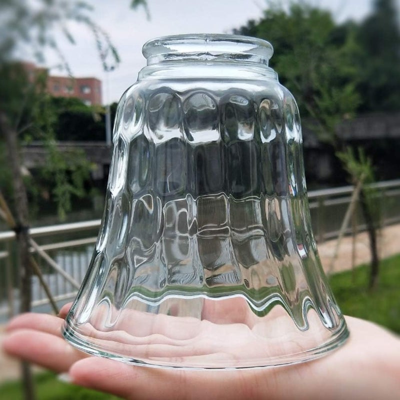 XIDING Ceiling Fan Light Covers, Clear Hammered Style Bell Glass Shade, Lighting Replacement Glass Shade Standard 2-1/8" Fitter Size, Perfect Ceiling Fan Globes Replacement Glass Accessories, Pack of 4 - Image 3