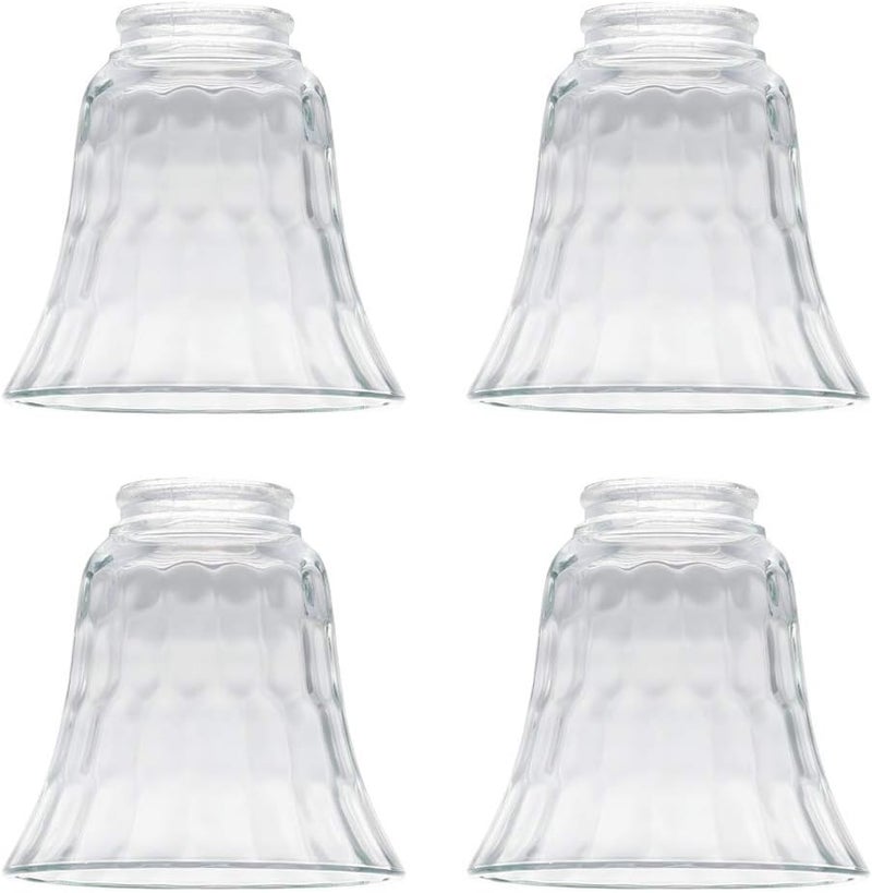 XIDING Ceiling Fan Light Covers, Clear Hammered Style Bell Glass Shade, Lighting Replacement Glass Shade Standard 2-1/8" Fitter Size, Perfect Ceiling Fan Globes Replacement Glass Accessories, Pack of 4 - Image 1
