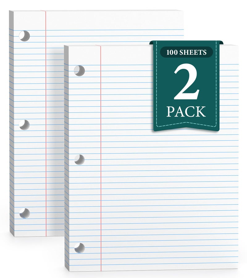Pinjingpro Loose Leaf Paper  Notebook Paper  8 X 10.5 College Ruled Paper  3 Hole Punch Binder Paper  Lined Paper For 3 Ring Binders  College Ruled Paper  100 Sheets/Pack Filler Paper (2 Pack) - Image 1