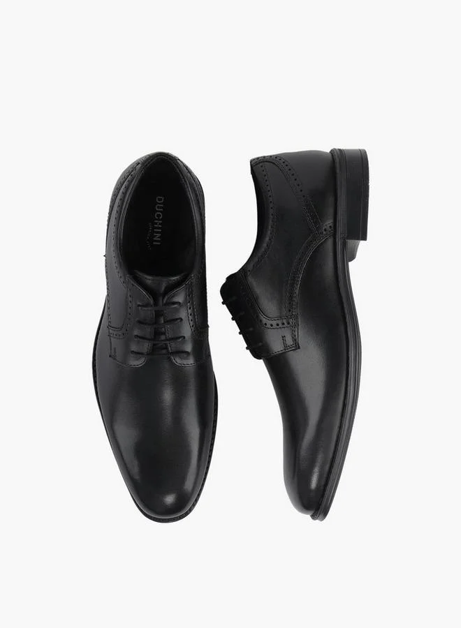 Duchini Men Leather Lace-Up Derby Shoes