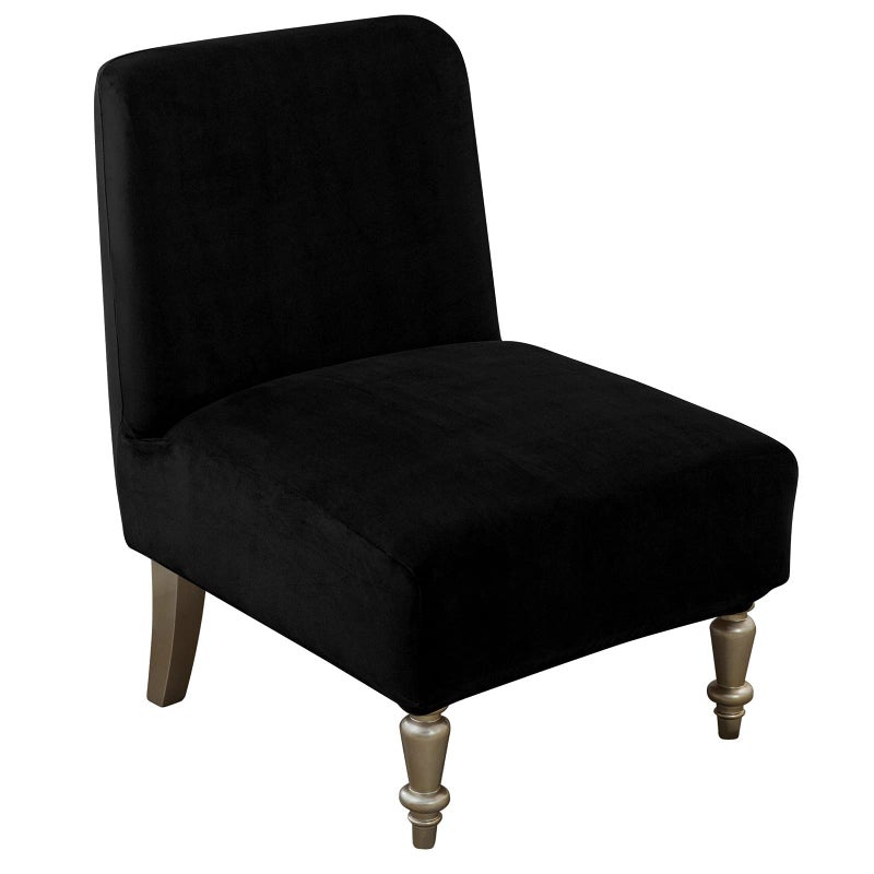 Leorate Armless Accent Slipper Chair CoversStretch Armless Chair Slipcover Removable Velvet Fabric NonSlip Silp Cover for Accent Chair Without Arms Furniture Protector