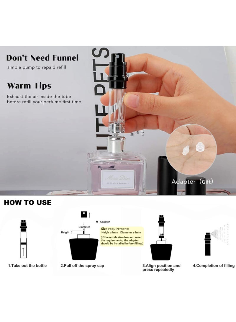 Chabeia 2PCS 5ml Perfume Travel Refillable Bottle ,Bottom-Filling Fragrances Perfume Atomizer ,Mini Empty Spray Bottle ,Travel Perfume, Pocket Travel Toiletries ,Holiday Travel Essentials ,Empty Mini Cologne Dispenser,Pocket Atomiser,Silver & Black  - Image 5