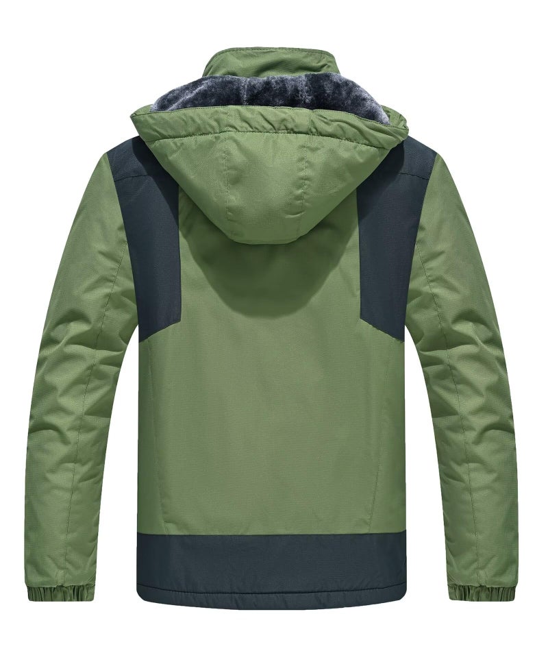 Zoofly Mens Winter Jackets Water Resistant Ripstop Ski Coat for Men Zip Pocket Work Jacket for Men Durable Green 3XL - Image 2