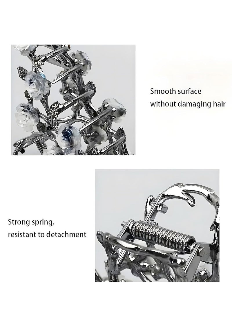 Generic Flower Hair Claw Clips,Metal Elegant Flower Hair Claw Clips for Thick Thin Hair Accessories Vintage Lotus Floral Claw Clip Non-Slip Strong Hold Hair Clips Hair Styling Hair Decorations for Women  - Image 5