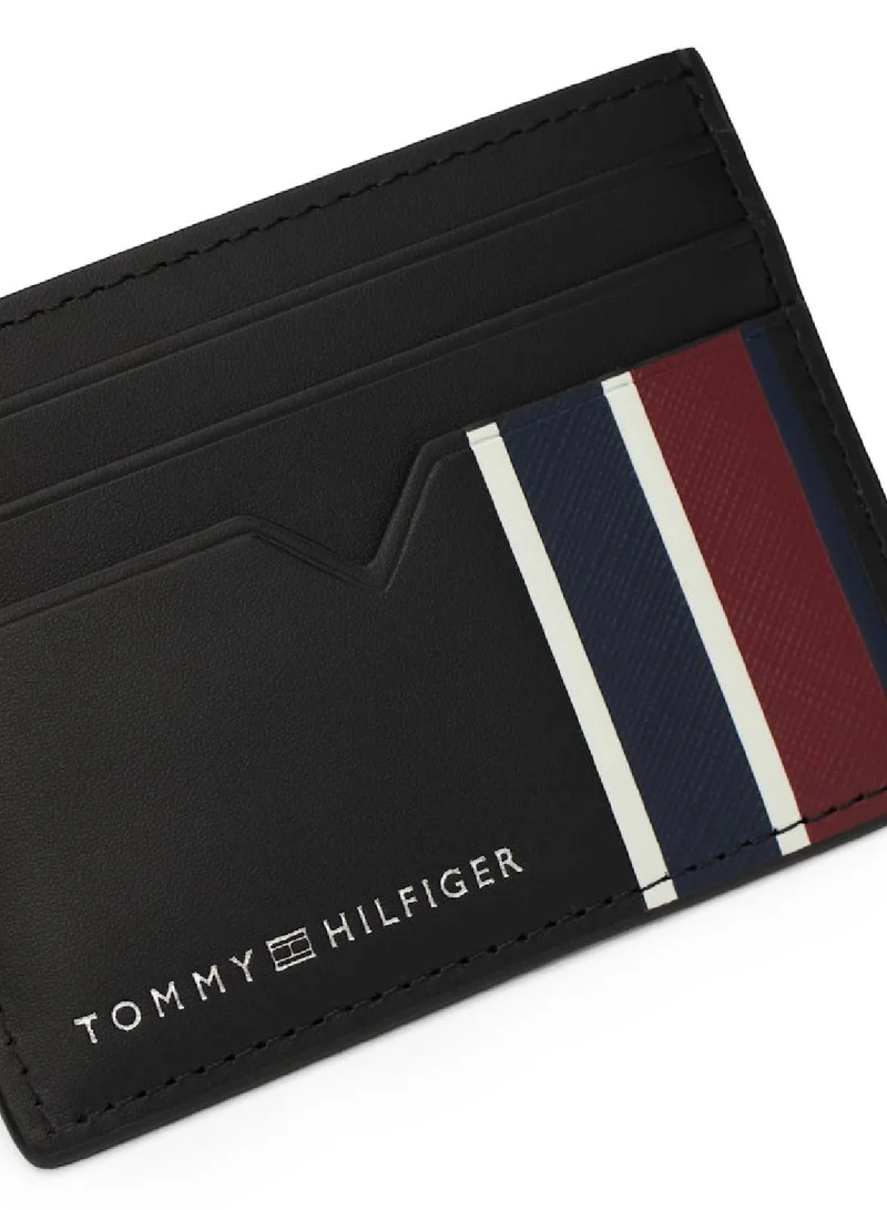 TOMMY HILFIGER Men's Corporate Leather Credit Card Holder, Black - Leather