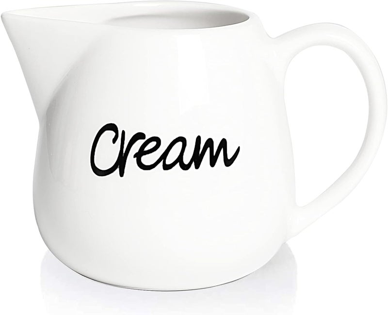 ONTUBE Porcelain Creamer, Ceramics Milk Creamer Pitcher 12OZ (White) - Image 1