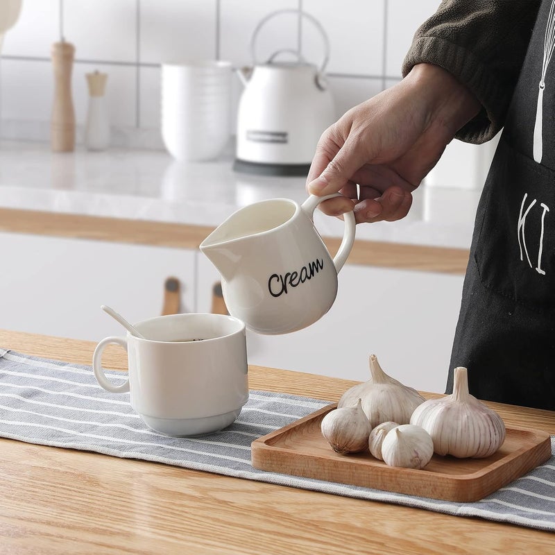 ONTUBE Porcelain Creamer, Ceramics Milk Creamer Pitcher 12OZ (White) - Image 2
