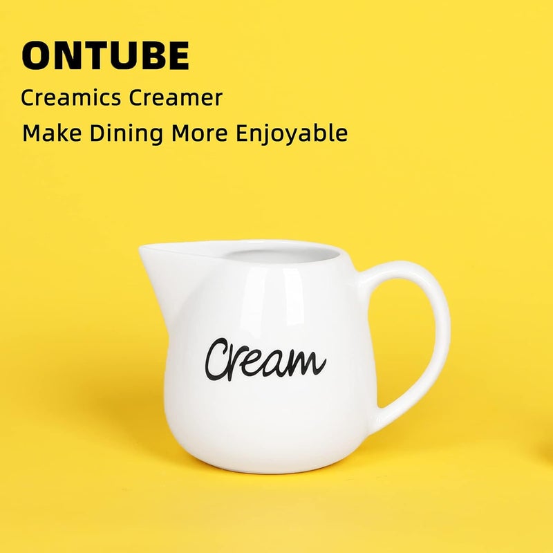 ONTUBE Porcelain Creamer, Ceramics Milk Creamer Pitcher 12OZ (White) - Image 4
