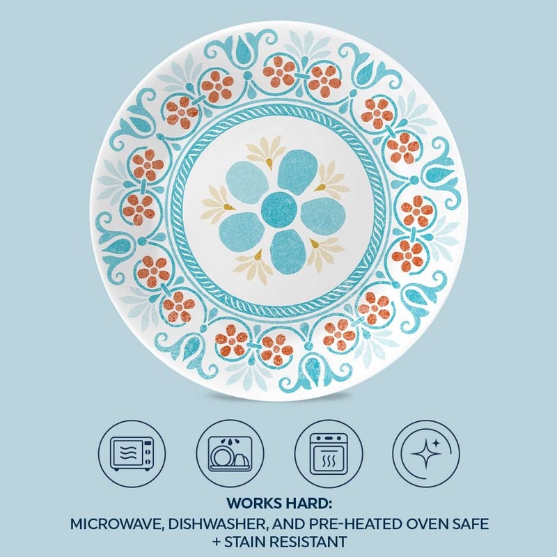 Corelle طقم أطباق سلطة ومقبلات من كوريل فيتريل 6 قطع 675 طبقة ثلاثية مقاومة للكسر وخفيفة الوزن 634 بوصة أحلام التيراكوتا - Image 4