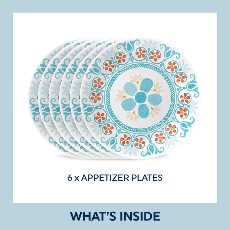 Corelle طقم أطباق سلطة ومقبلات من كوريل فيتريل 6 قطع 675 طبقة ثلاثية مقاومة للكسر وخفيفة الوزن 634 بوصة أحلام التيراكوتا - Image 2