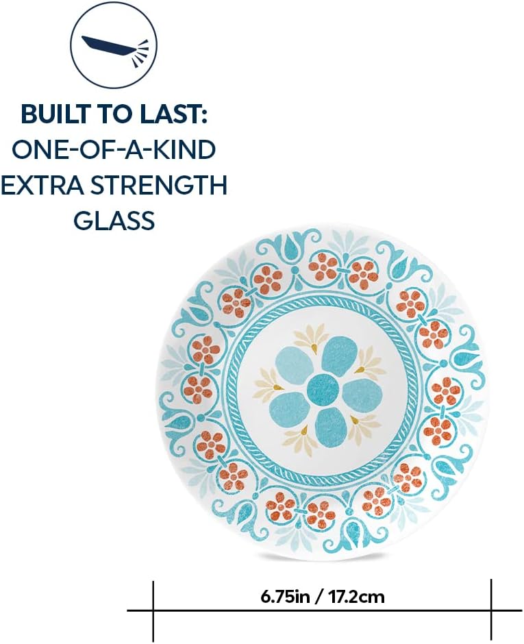 Corelle طقم أطباق سلطة ومقبلات من كوريل فيتريل 6 قطع 675 طبقة ثلاثية مقاومة للكسر وخفيفة الوزن 634 بوصة أحلام التيراكوتا - Image 5