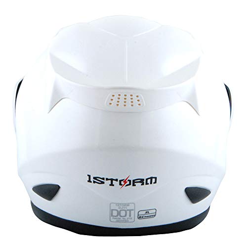 1Storm Motorcycle Bike Full FACE Helmet Mechanic Glossy White - Image 4