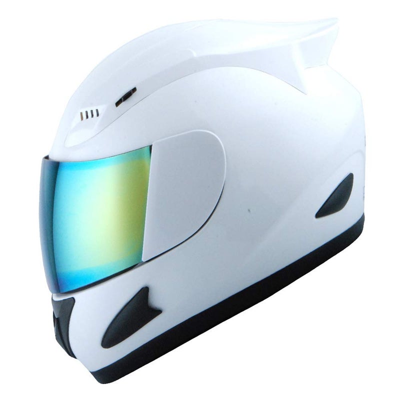 1Storm Motorcycle Bike Full FACE Helmet Mechanic Glossy White - Image 5