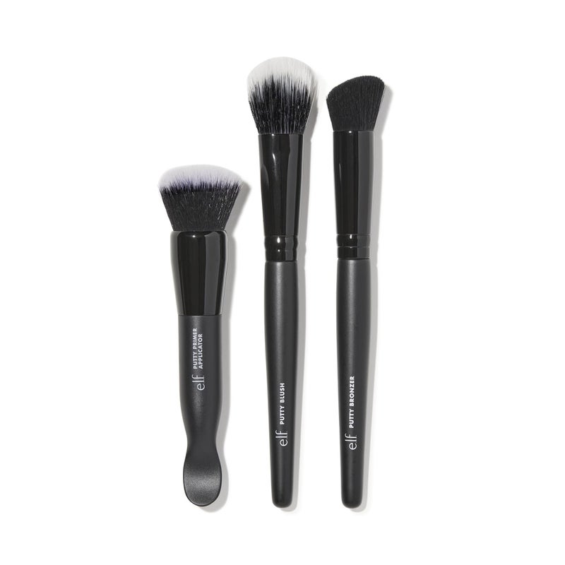 elf Putty Tools Trio Set Of 3 Face Makeup Brushes For Putty Products Helps You Easily Blend Putty Primer Blush  Bronzer Vegan  CrueltyFree